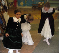 Dancers try on their costumes