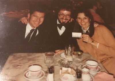 George Andrews, Rick Kuethe, and Betsie Andrews at dinner - their first meeting.